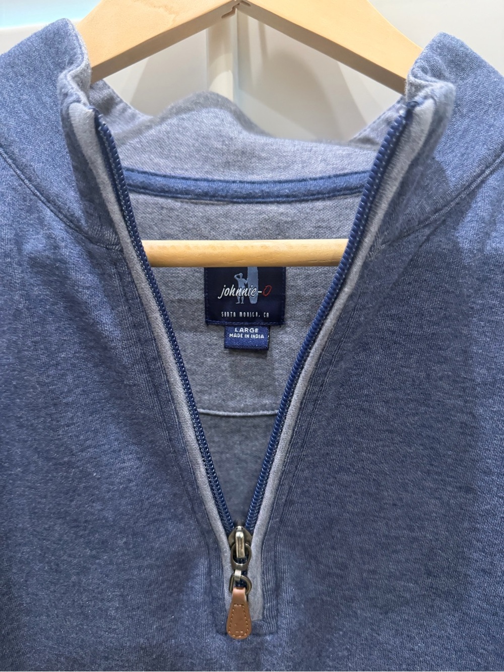 Johnnie-O Men's Heather Blue Zip-Up Sweater
